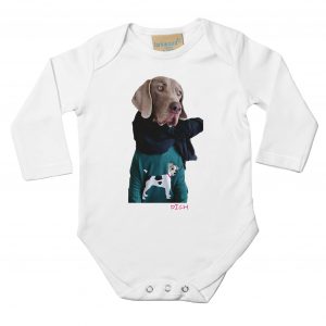 Dog on Dog (Weimaraner) Baby Bodysuit