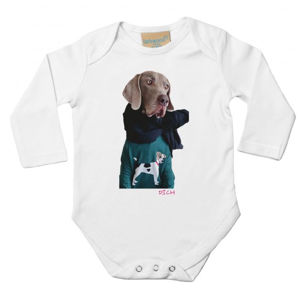 Dog on Dog (Weimaraner) Baby Bodysuit